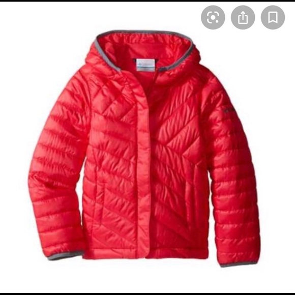 Columbia power lite hood puffer jacket neon pink